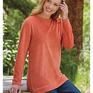 Blair burnt orange stretch velour crew neck tunic